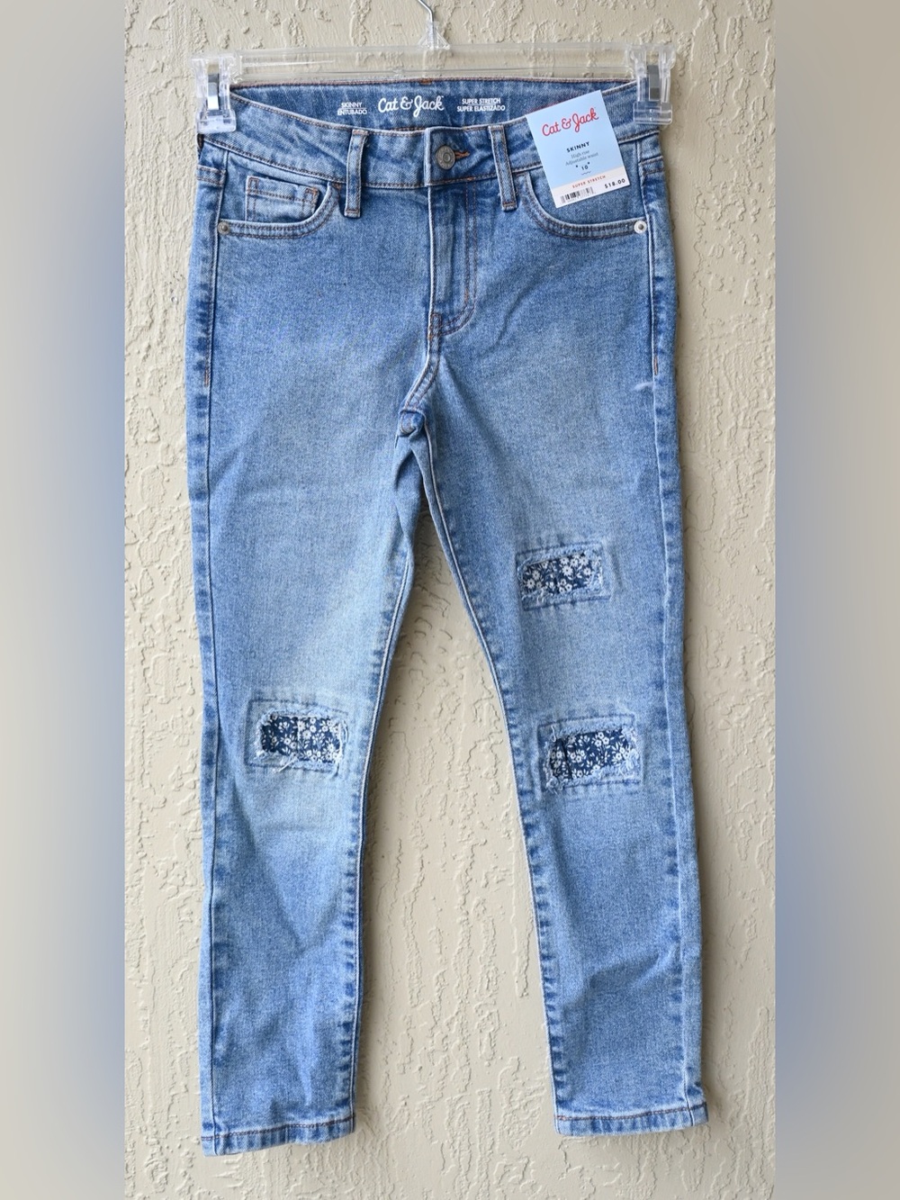 Kids Cat & Jack Light Blue Skinny Jeans with Flower Patches